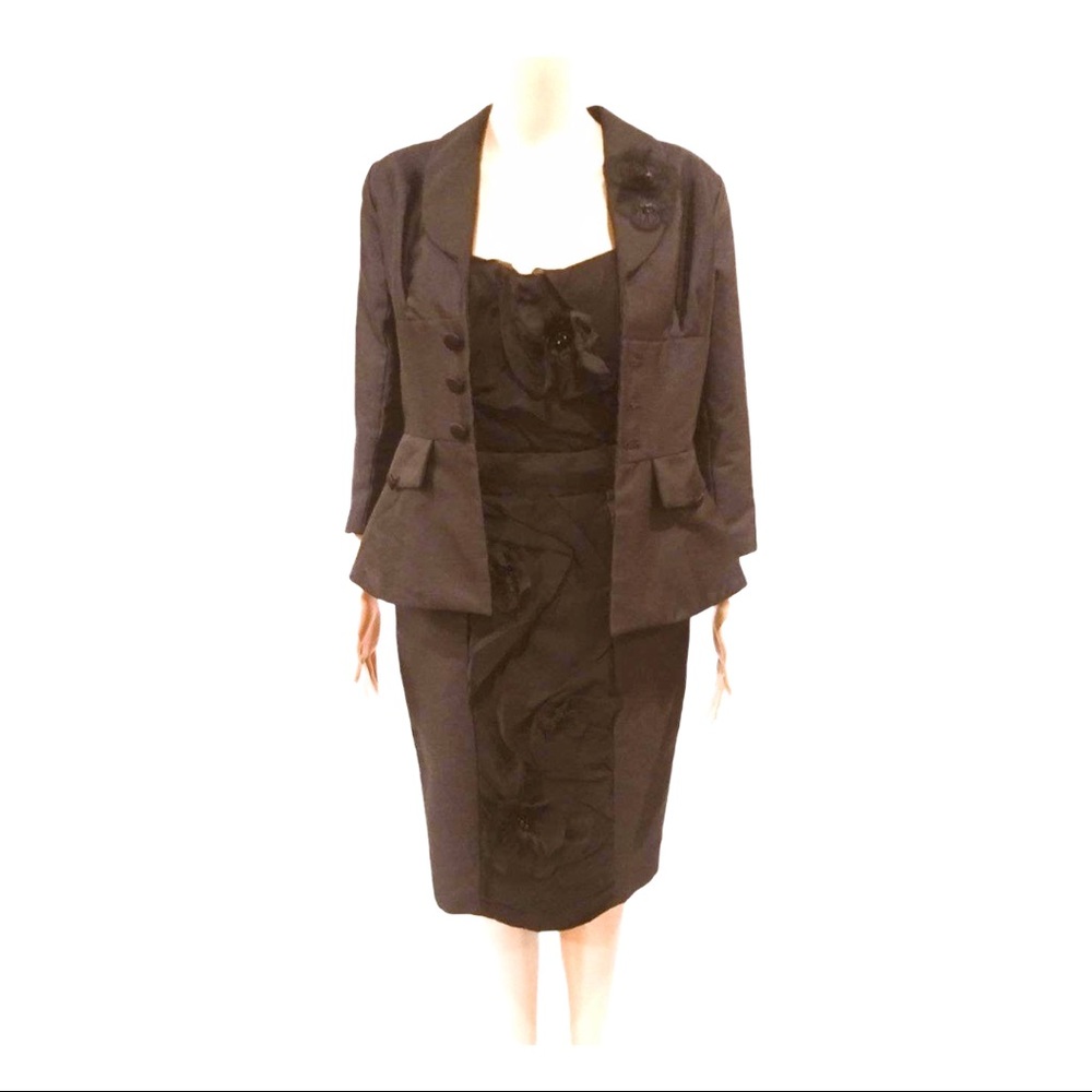 2 PC Wiggle Black Cocktail Dress & Jacket NWOT S